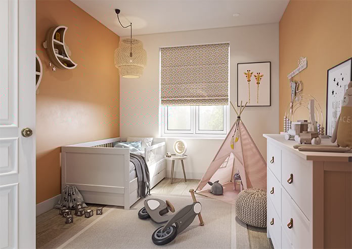 Deco Sea Shells, Strawberry - Motorised Roman Blind - Image 6